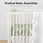 Horaldaily 2 Pack Fitted Crib Sheet for Boys Girls,Soft Breathable Washable Jersey Microfiber Baby Crib Sheet, Fits Standard Size Crib Mattress 28in x 52in, Floral Plaid Nursery Sheet Green/Yellow