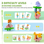 Montessori Toys for 2 3 4 Year Old, 10pcs Wooden Animal Blocks Sorting & Stacking Toys for 2-4 Year Old Toddlers Girl Boy Gifts, Kids Preschool Educational Toys Fine Motor Skills Learning Games