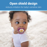 Dr. Brown's Advantage Baby Pacifier, Fully Symmetrical Soother with Soft Silicone Bulb, Blue Sunrise, 0-6m, BPA Free, 2 Pack