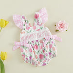 Xiaodriceee Newborn Baby Girl Summer Clothes Letter Embroidery Fly Sleeve Romper Bodysuit Cute Mamas Girl Baby Clothes(B-Pink, 0-3 Months)