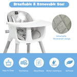 BABY JOY High Chair, 5 in 1 Convertible Highchair for Babies & Toddlers | Booster Seat | Table and Chair Set | Infant Feeding Chair with Removable Tray, Safety Harness, Removable Cushion (Gray)