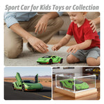 SASBSC Toy Cars for Boys Age 3-12 1/36 Small Diecast Metal Model Car Toys with Light and Sound Pull Back Sport Car for 3+ Years Old Kids Birthday (Green)