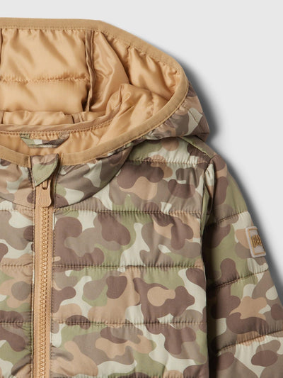 GAP Baby Boy Classic Logo Puffer Jacket Olive Camo 6-12M
