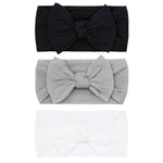 Baby Bling Bows - Newborn to Little Baby Girl Bows, 3PK CLASSIC KNOT Nylon Super Soft Stretchy Toddler Headbands, Perfect Hair Accessories Head Bands for Infant Kids, Made in the USA