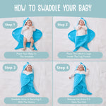 BlueMello Baby Shark Swaddle Blanket | Ultra-Soft Wearable Essential for Infants 0-6 Months | Adorable Shark Receiving Swaddling Wrap for Newborn Boy | Perfect Baby Girl Shower Gift for Baby Registry
