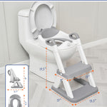 Forbena Toddler Potty Training Seat with Step Stool Ladder, Toilet Potty Seat for Baby Boys Girls Toddlers, Kids Chair Stairs with Handles and Soft Cushion (White and Grey)
