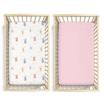 Little Grape Land Crib Sheets 2 Pack, Baby Fitted Sheets for Girls and Boys Fits Standard Size 52''x28'' Crib Mattress, Soft Breathable Toddler Bed Sheets Machine Washable, Rabbit