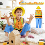 Jeowoqao Boy's Dress Up Costumes Set, Kids Role Play Set 11pcs Dress Up Trunk Pirate, Chef, Construction Worker, Policeman Costume For Kids Girls Toddler Age 3 4 5 6 Christmas Birthday Gift