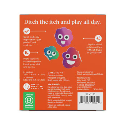 Welly Bug Bite Relief Patches Refill Carton | Drug-Free Hydrocolloid Calms Itching and Prevents Picking | 48 Count
