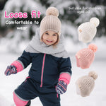 Baby Beanie Hat, Winter Warm Knit Cap and Scarf Set with Pom Pom for Girls, Toddler Winter Hat(0-36months)