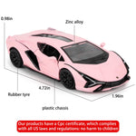 BDTCTK 1/36 Lamborghini Sián FKP37 Diecast Car Models, Zinc Alloy Toy Pull Back Vehicles Toy Cars for Toddlers Kids Boys Girls Gift (Pink)