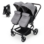 Side by Side Double Stroller for Twins, Lightweight Compact Foldable Baby Travel Stroller with High Landscape Seat, Adjustable Canopy & Recline for Infant and Toddler, Pink