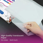 Tracing Paper 9x12 Inch - 50 Sheets 41lb/63gsm Transparent Trace Paper for Sketching, Preliminary Drawing, Drafting & Art Projects - Premium Translucent Tracing Paper for Pencil, Marker and Ink