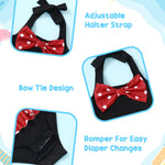 Kucnuzki Baby Girl Bathing Suit One Piece Swimsuit Black Swimwear Polka Dot Bikini Set Baby Swimsuit 6-12 Months Toddler Girl Swim Bathing Suits with Hat