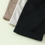 DNOMAID YZARC 3 Pack Toddler Baby Boy Girl Shorts Solid Color Cotton Terry Casual Shorts Elastic Waist Jogger Shorts Pants (Black&Beige&Khaki, 2-3 Years)