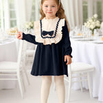 Kucnuzki 18 Months Girl Clothes Toddler Fall Dress Cute Long Sleeve Casual Ruffle Dress Baby Winter Outfit Baby Girl Clothes 12-18 Months