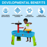 Disney Mickey Mouse Water Table by Delta Children| 3-Tier Water Play Table with 11-Piece Toy Set | Water Sensory Table + Summer Beach Toys for Outside Backyard for Toddlers Ages 2+, Blue