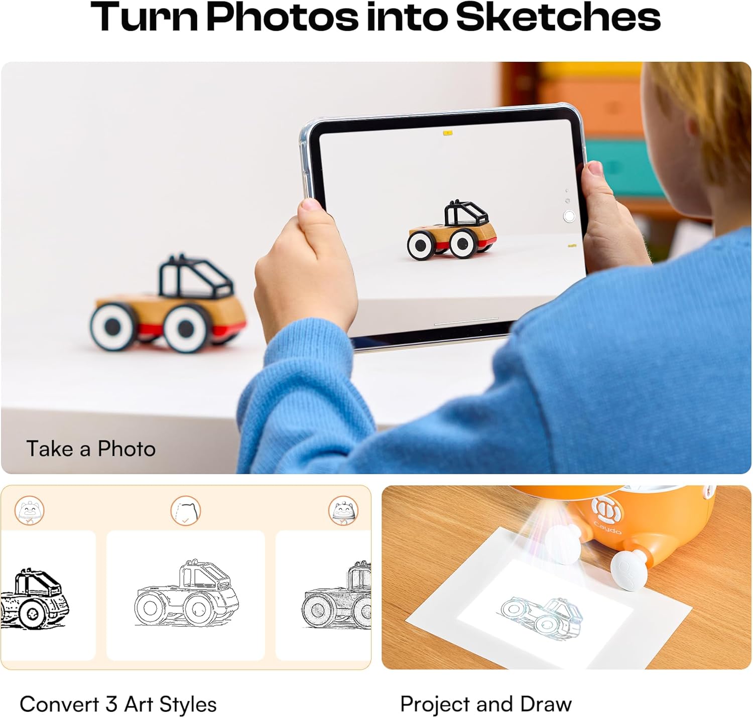 Caydo T3 AI Drawing Projector for Kids, Learn to Draw Tracing Projector with 700+ Activities, Native 720P HD Bluetooth Projector, Educational Arts & Crafts Toy, Ideal Gift for Boys & Girls Ages 5+