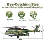 victob Helicopter Military Toy - Airplane with Lights and Music, Bump and Go Airplane Toys for Toddlers Boys Girls 3 4 5 6 7 8 Years Old, Easter Birthday Gift Toy for Kids