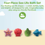 PlanToys® Sea Life Bath Set Wooden Montessori Tactile and Imaginative Water Play Toy | Fine Motor, Sensory Exploration and Cause and Effect Learning | Eco Friendly Ocean Bath Activity