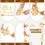 BrightRow Wood Hobby Horse for Kids Handcrafted Stick Horse Toy with Wood Wheels 36 Inches Cowboys Stick Pony for Kids Toddlers Preschoolers Knights Explorers