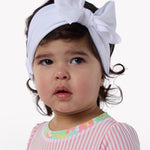 RuffleButts® Girls Swim Bow Headband - White, One Size