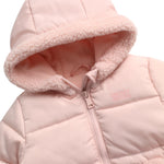 DKNY Baby Girls Puffer Coat - Soft Polar Fleece Lined Quilted Puffer Jacket for Girls - Cozy Winter Coat for Infant & Toddler, Size 12 Months, Blush Pink