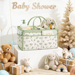 Tivellary Baby Diaper Caddy Organizer – Stylish Storage Basket for Newborn Essentials, Nursery & Diaper Station, Registry Must-Have, Sage Green Botanical