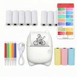 AI Voice Sticker Printer for Kids, Voice-Activated AI Image Generator & Thermal Sticker Maker, 13 Rolls Paper & 6 Pens Included, Portable Inkless Mini Printer for Learning, Journaling & DIY, White
