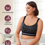 Momcozy Pumping Bra Hands Free | Seamless Nursing Bras for Pumping | Breast Pump Bra with Fixed Padding, Wireless Black