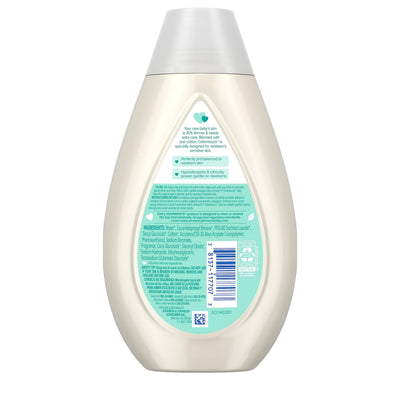 Johnson's CottonTouch Newborn Baby Body Wash & Shampoo, Gentle & Tear-Free, Made with Real Cotton, Gently Washes Away Dirt & Germs, Sulfate- & Paraben-Free for Sensitive Skin, 13.6 fl. oz
