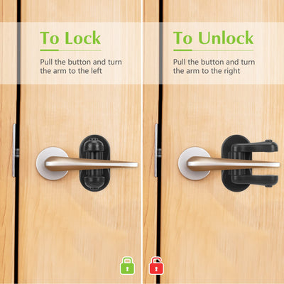 BiSiViO Child Proof Door Lever Lock, 2 Pack Door Locks for Kids Safety, Door Knob Child Proof, Baby Proofing, 3M Adhesive, Door Handle Child Proof, Baby Safety Locks for Toddlers (Black)