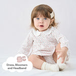 pureborn Baby Girls Long Sleeve Cotton Dress with Bloomer Playwear Dress with Headband Pink Flower 9-12 Months