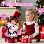 Aori Reborn Baby Dolls 22 Inch - Realistic Baby Doll for Kids 3+ Years - Lifelike Newborn Baby Girl in Panda Outfit - Handmade Cloth Body Doll for Gift, Collection & Role Play
