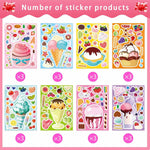 24 Sheets Make-a-face Stickers, Make Your Own Ice Cream Mix and Match Sticker Sheets DIY Summer Ice Cream Stickers for Kids Party Favors Activities