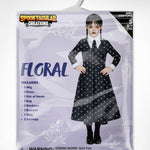 Spooktacular Creations Girls Halloween Black Costume, Black Floral Print Dress with Wig and Stocks for Girls Kids Halloween Dress Up and Role-Playing(Large(10-12 yrs))