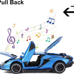 SASBSC Lambo Toy Cars Sian Fkp37 Diecast Metal Model Car with Light and Sound Pull Back Car Toys for Boys Age 3 + Year Old (Blue)