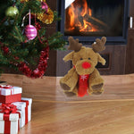 Toyvian Reindeer Stuffed Animal: 11.4 Inch Soft Christmas Elk Stuffed Plush Toy - Cashmere & PP Cotton Material - Cute Rudolph Reindeer Deer Doll for Christmas Home Decor (Sitting Position)