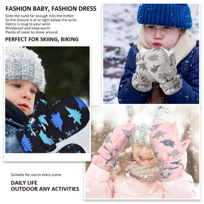 Weradau Fleece Lined Mittens for Baby Boys Girls,Baby Toddler Little Kids Winter Warm Gloves Mittens(6-24 months)