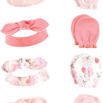 Hudson Baby baby-girls Cotton Headband and Scratch Mitten Set