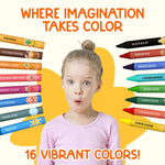 TinyGeeks Jumbo Crayons (16 Colors) – Non-Toxic, Washable, Easy-to-Hold Art Supplies for Toddlers and Kids – Perfect for Travel, Learning, and Creative Play