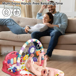 dearlomum Baby Play Mat Baby Gym,Funny Play Piano Tummy Time Baby Activity Mat with 5 Infant Sensory Baby Toys, Music and Lights Boy & Girl Gifts for Newborn Baby 0 to 3 6 9 12 Months (Pink)