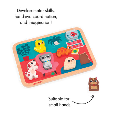 Janod Pets Chunky Puzzle - 7 Pieces - Ages 18 Months - 3 Years - J07122