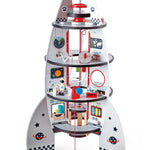 Hape Four Stage Toddler Rocket Ship Playset | A Wooden Spaceship Toy with Real Life Space Shuttle Designs