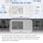 VTech Video Baby Monitor with 1000ft Long Range, Auto Night Vision, 2.8” Screen, 2-Way Audio Talk, Temperature Sensor, Power Saving Mode, Lullabies and Wall-mountable Camera with Bracket, White