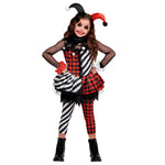 Spooktacular Creations Girls Clown Costume, Halloween Evil Clown Costume, Black and Red Jester Dress for Girls Halloween Dress Up, Role Play, Cosplay Party