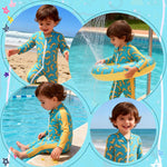babygoal Baby Boy Banana One Piece Rash Guard Swimsuit, Long Sleeves Full Body Zipper Toddler Rashguard Swimwear Bathing Suit 18-24 Months,YZFH06-18-24M-B