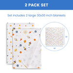 Delta Children 100% Cotton Flannel Baby Receiving Blankets for Girls and Boys – 30x30 Inches (Pack of 2), Space Exploration