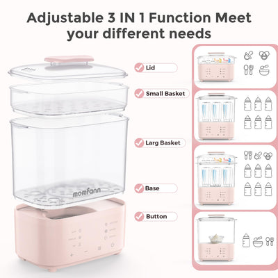 Bottle Sterilizer and Dryer, Compact Electric Steam Baby Bottle Sterilizer丨Esterilizador de Biberones for Baby Bottles, Pacifiers, and Pump Parts, Large Capacity