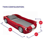 Step2 Roadster Toddler-to-Twin Bed, Crib to Twin Transition Race Car Bed, Adjustable, Ages 3+ Years Old, Easy Assembly, Red